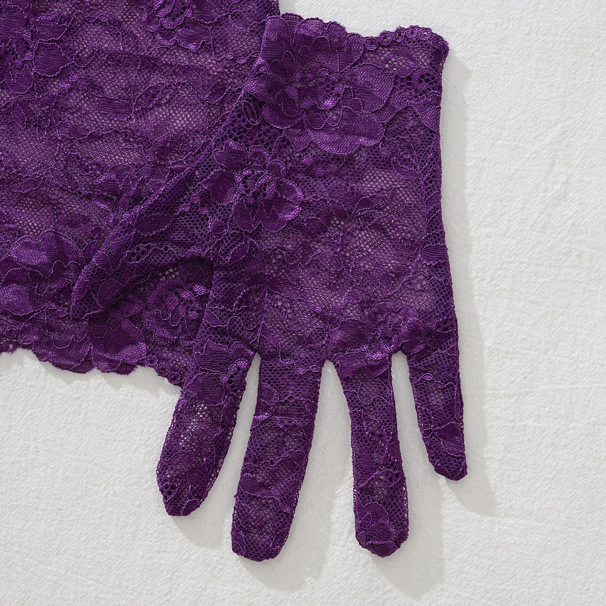 Purple Lace Corset Set with Gloves Sexy Two Piece Lingerie - BamBam