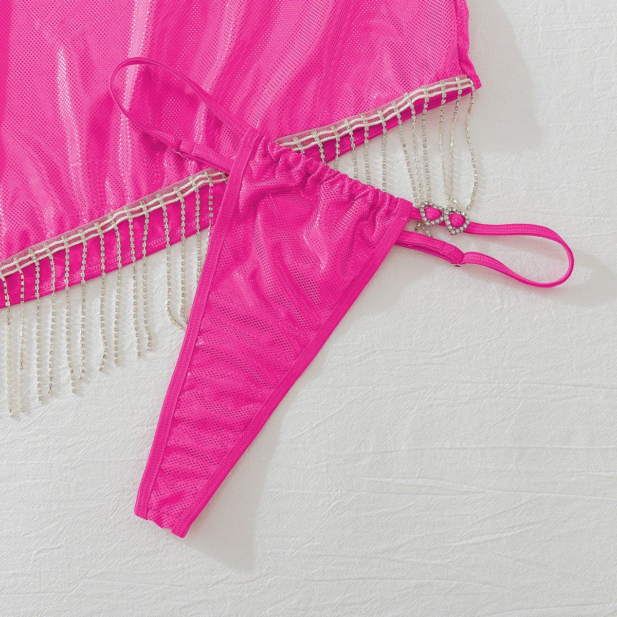 See Through Halter Neck Open Waist Chain Bodycon Skirt Set - BamBam