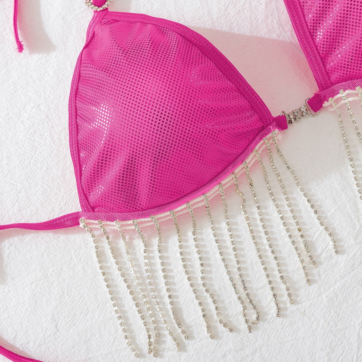 See Through Halter Neck Open Waist Chain Bodycon Skirt Set - BamBam