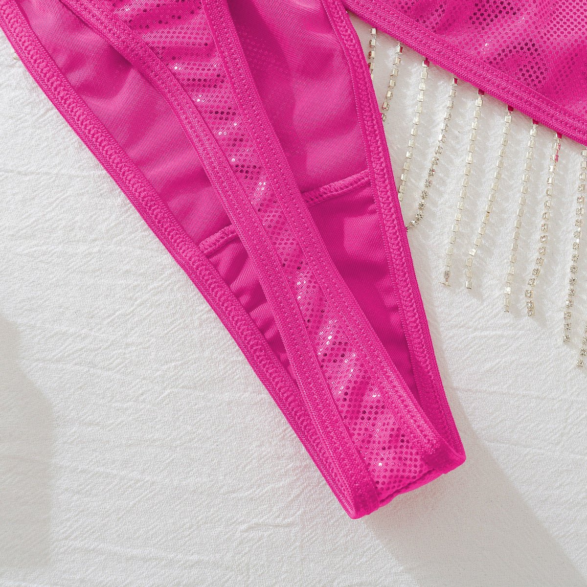 See Through Halter Neck Open Waist Chain Bodycon Skirt Set - BamBam