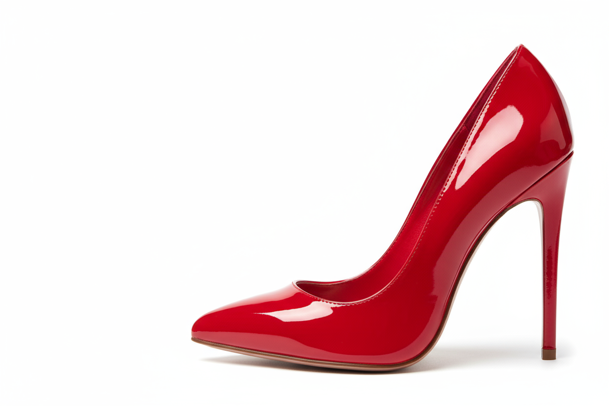 shiny-fashionista-red-high-heeled-shoe. justify fully to the right side of the screen
