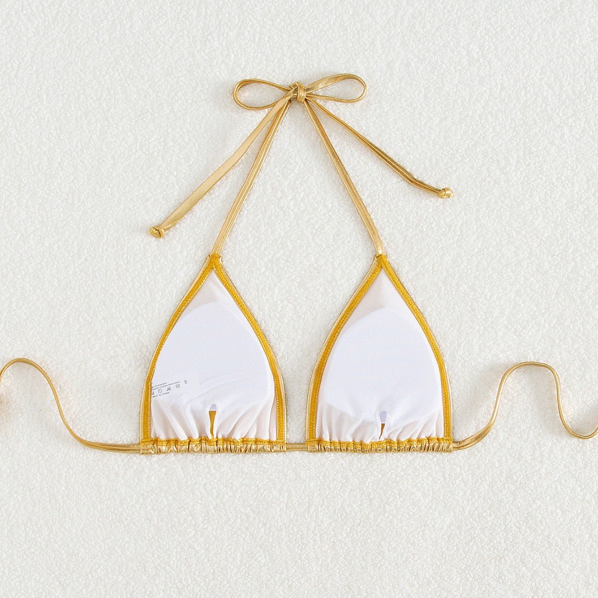 Solid Shiny Triangle Tie - Front Sexy Swimsuit Bikini Top - BamBam