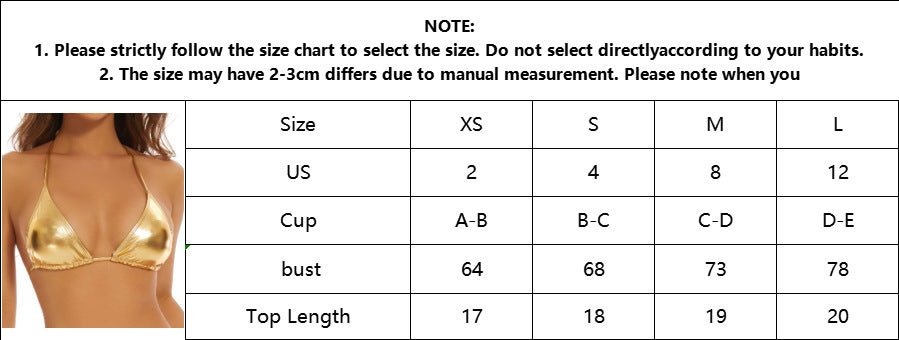 Solid Shiny Triangle Tie - Front Sexy Swimsuit Bikini Top - BamBam