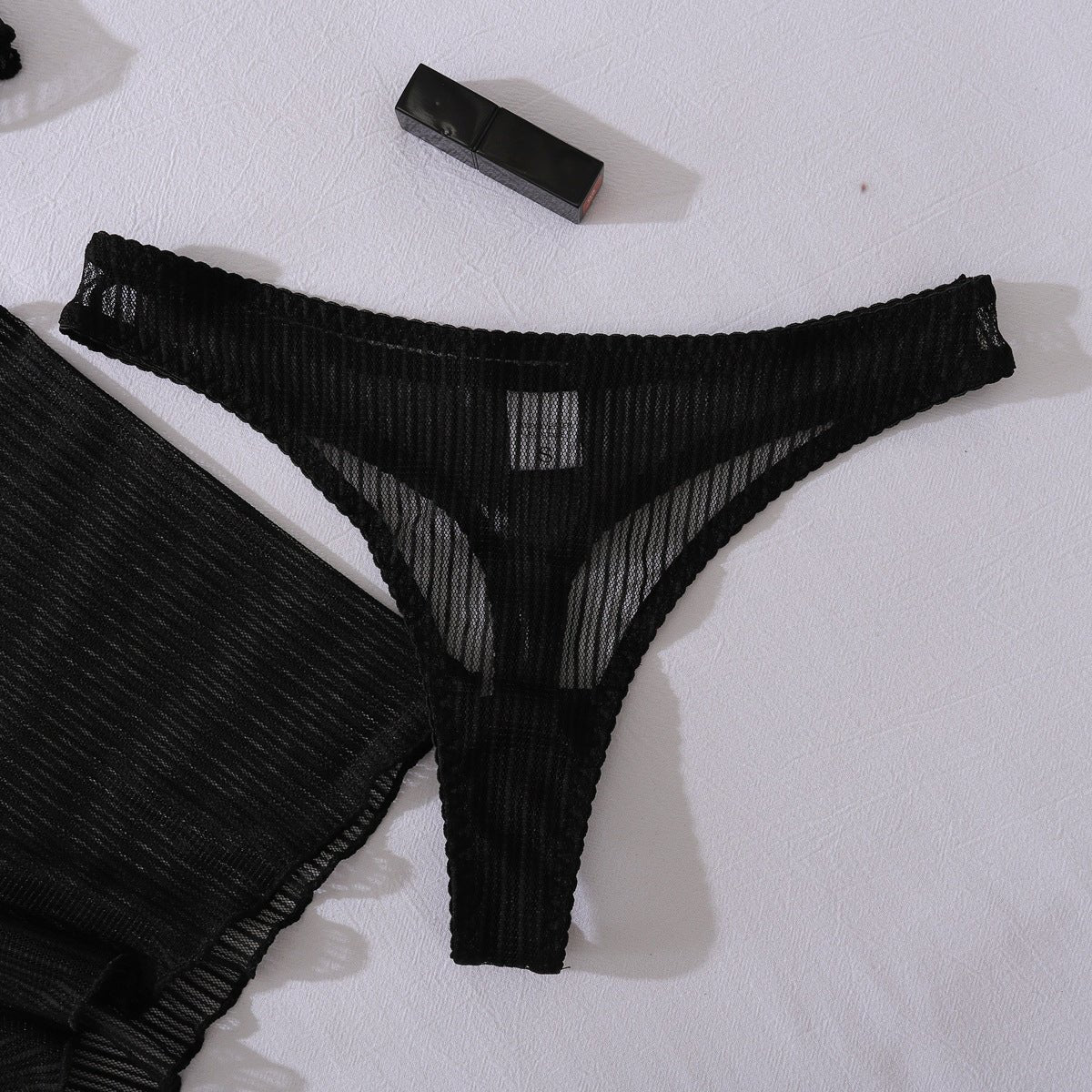 Women black mesh see - through lingerie with laces - BamBam