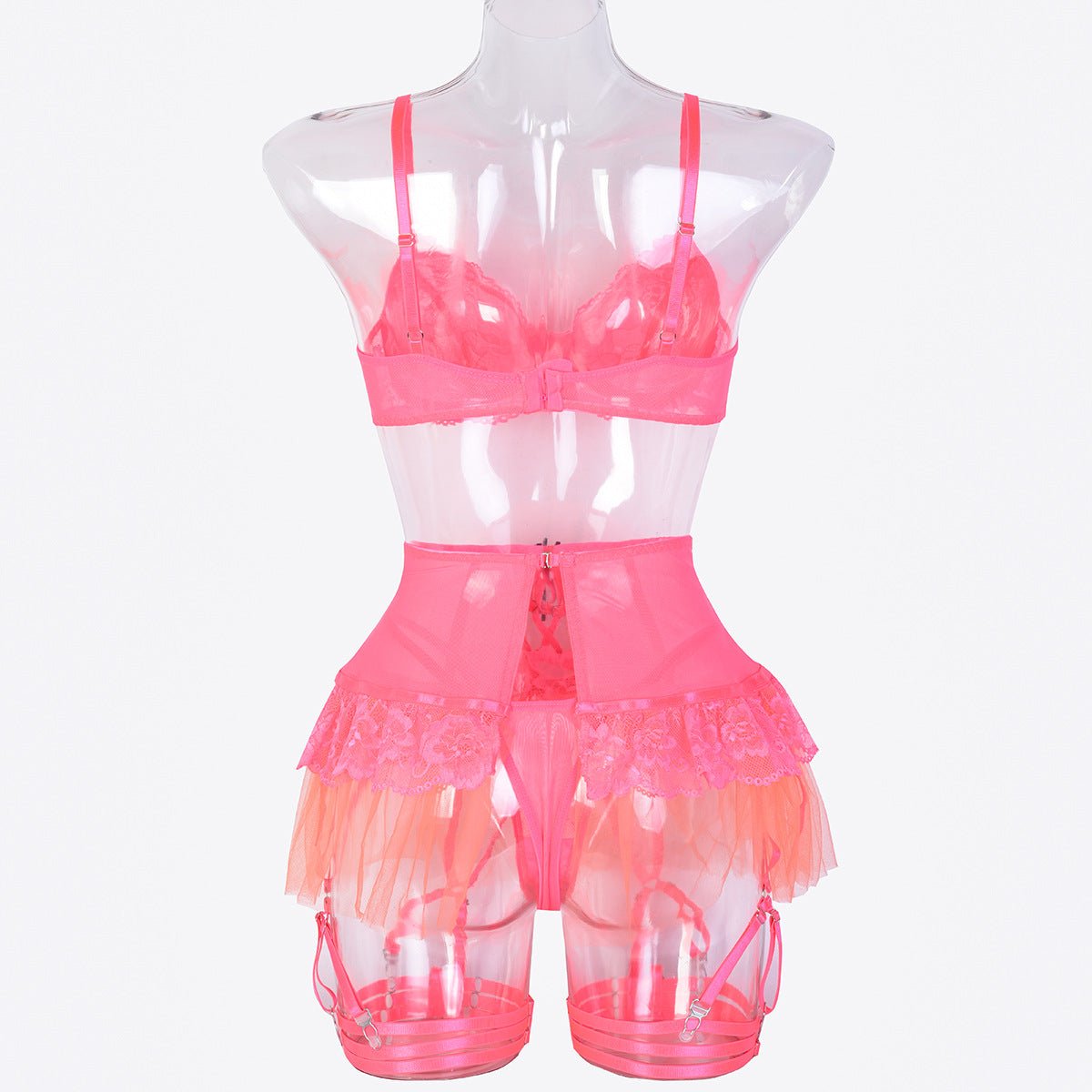 Women Black Sexy Mesh Puff Skirt Lingerie Set - BamBam