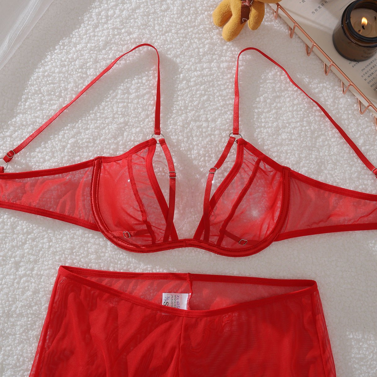 Women casual mesh trousers with bodycon and gloves - BamBam