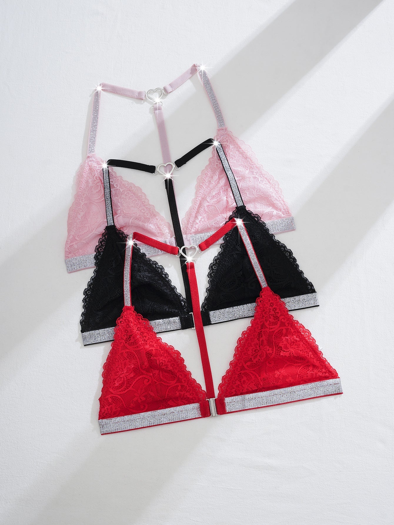 Women Halter Neck Backless Triangle Bra with Detachable Buttons Bras - BamBam