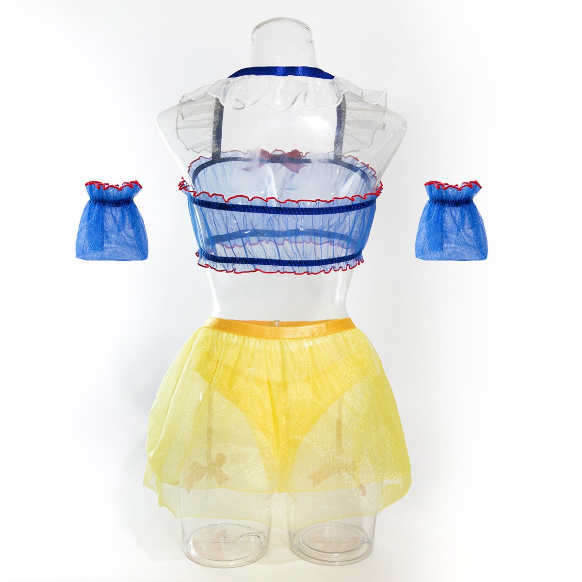 Women Halter Neck maid uniform Snow White see - through uniform with stockings sexy lingerie set - BamBam
