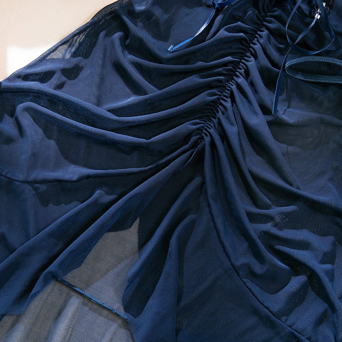 Women lace see - through mesh dress thong Sexy lingerie set - BamBam