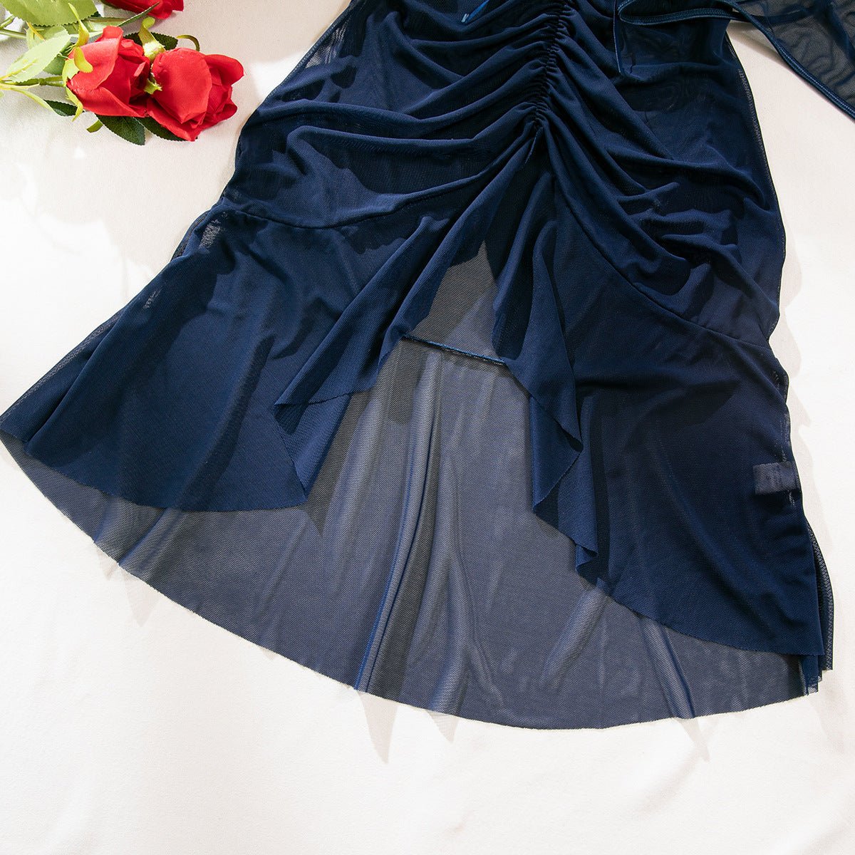 Women lace see - through mesh dress thong Sexy lingerie set - BamBam