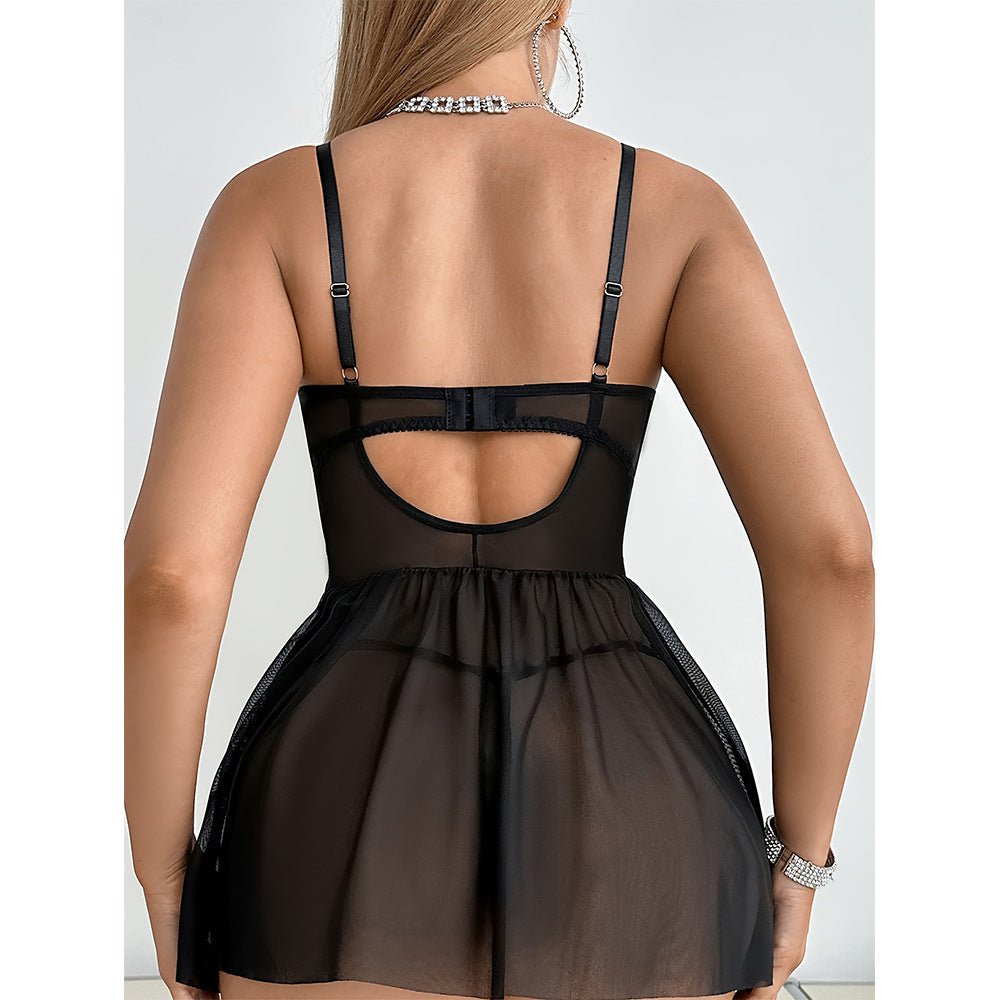 Women Lace See - Through Slip Dress, Nightdress, Thong, Lingerie - BamBam