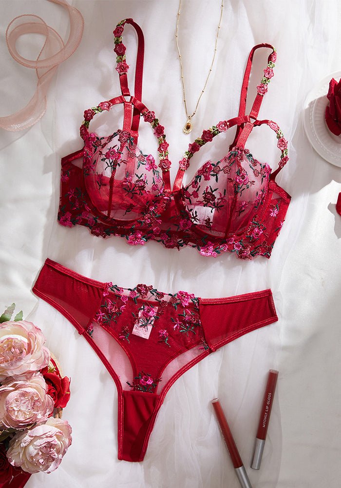 Women Mesh Floral Embroidered See - Through Briefs Sexy Lingerie - BamBam