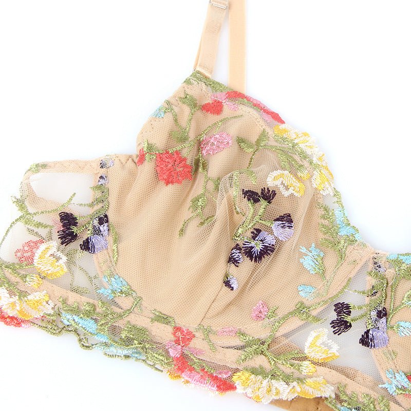 Women Plus Size Underwire Bra Embroidered Sexy Lingerie - BamBam