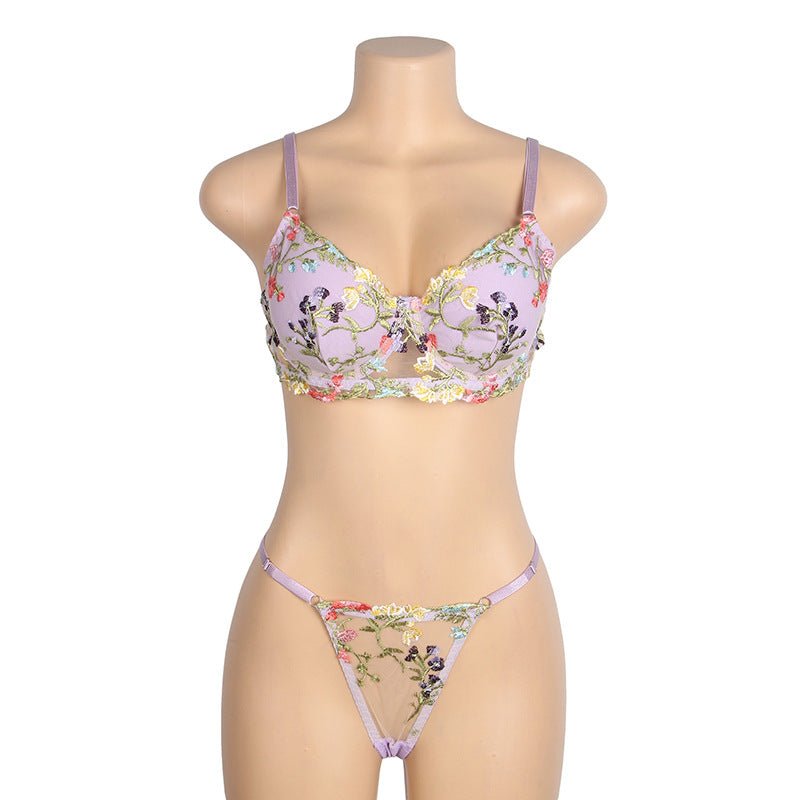 Women Plus Size Underwire Bra Embroidered Sexy Lingerie - BamBam