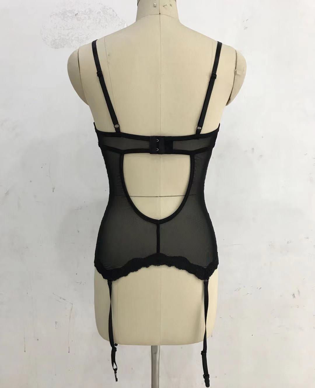 Women Strapless Lace Patchwork Sexy Bodycon Dress - BamBam