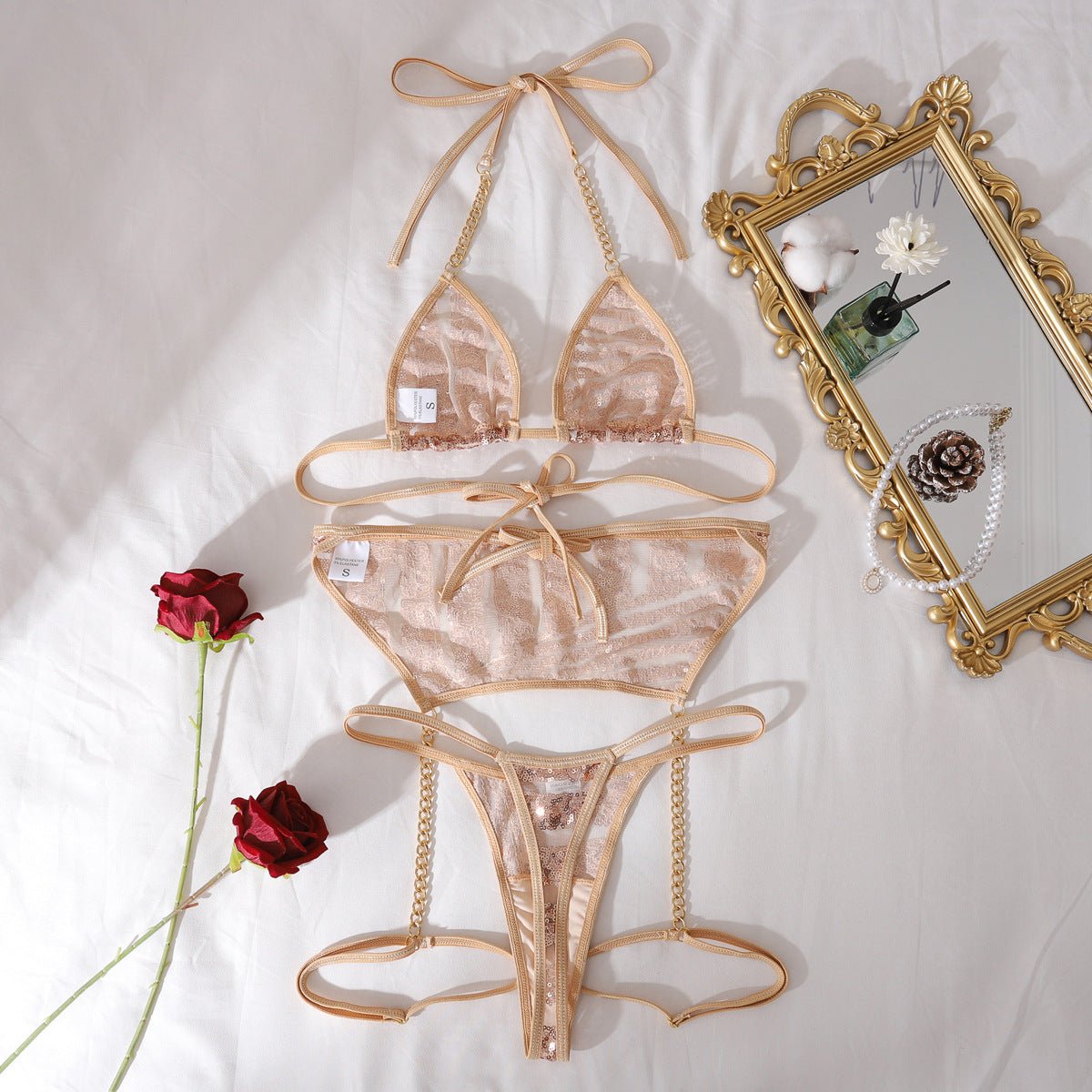 Women Summer High Silver Silk Push - Up Shaping Lingerie - BamBam