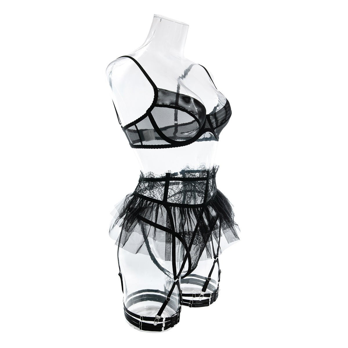 Women tutu see - through black tulle Sexy lingerie set - BamBam