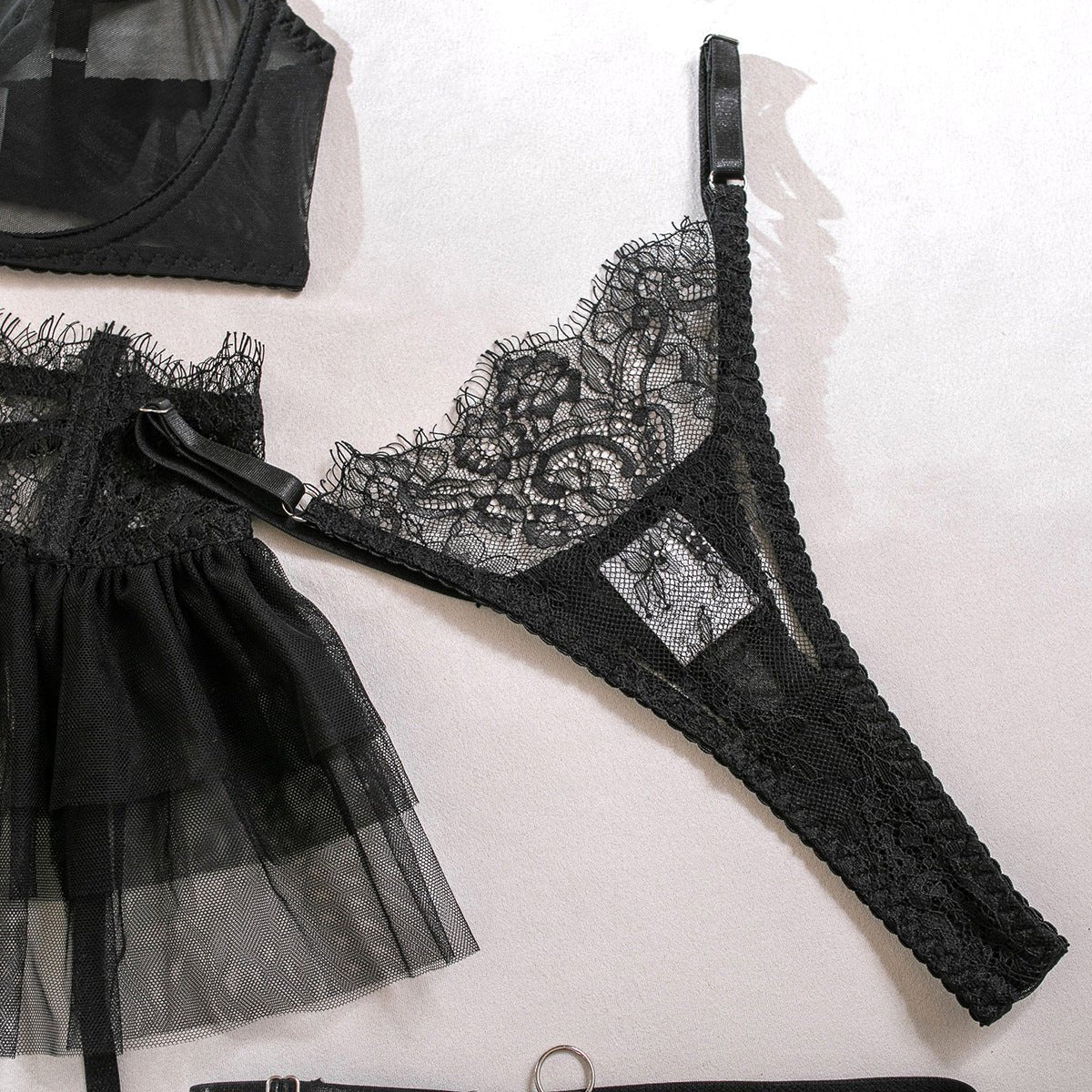 Women tutu see - through black tulle Sexy lingerie set - BamBam