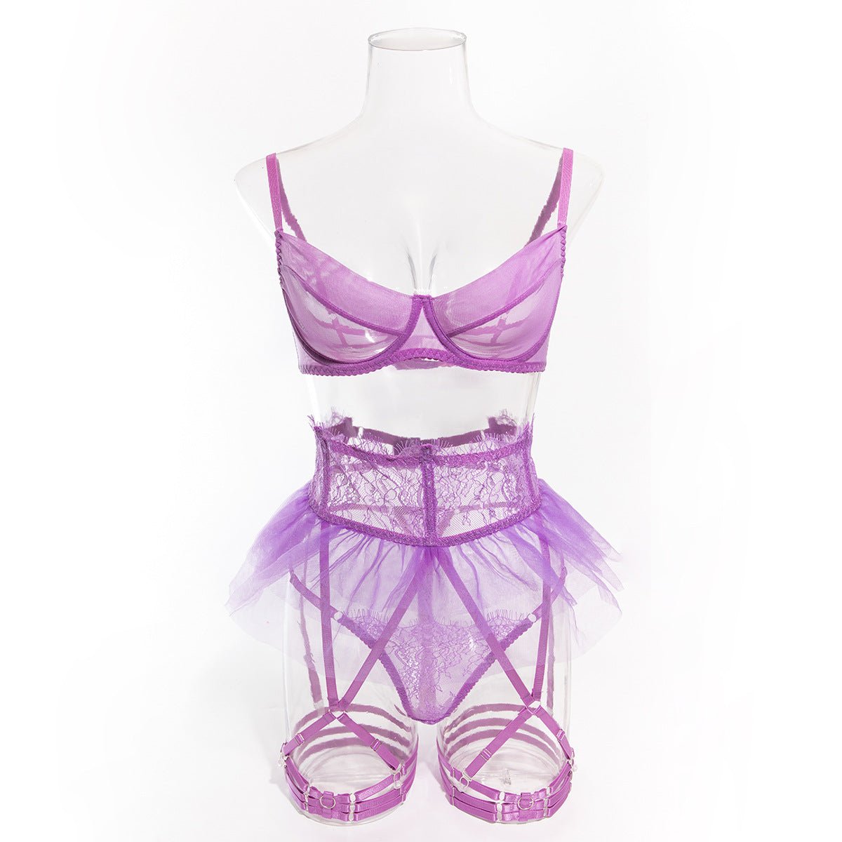 Women tutu see - through black tulle Sexy lingerie set - BamBam