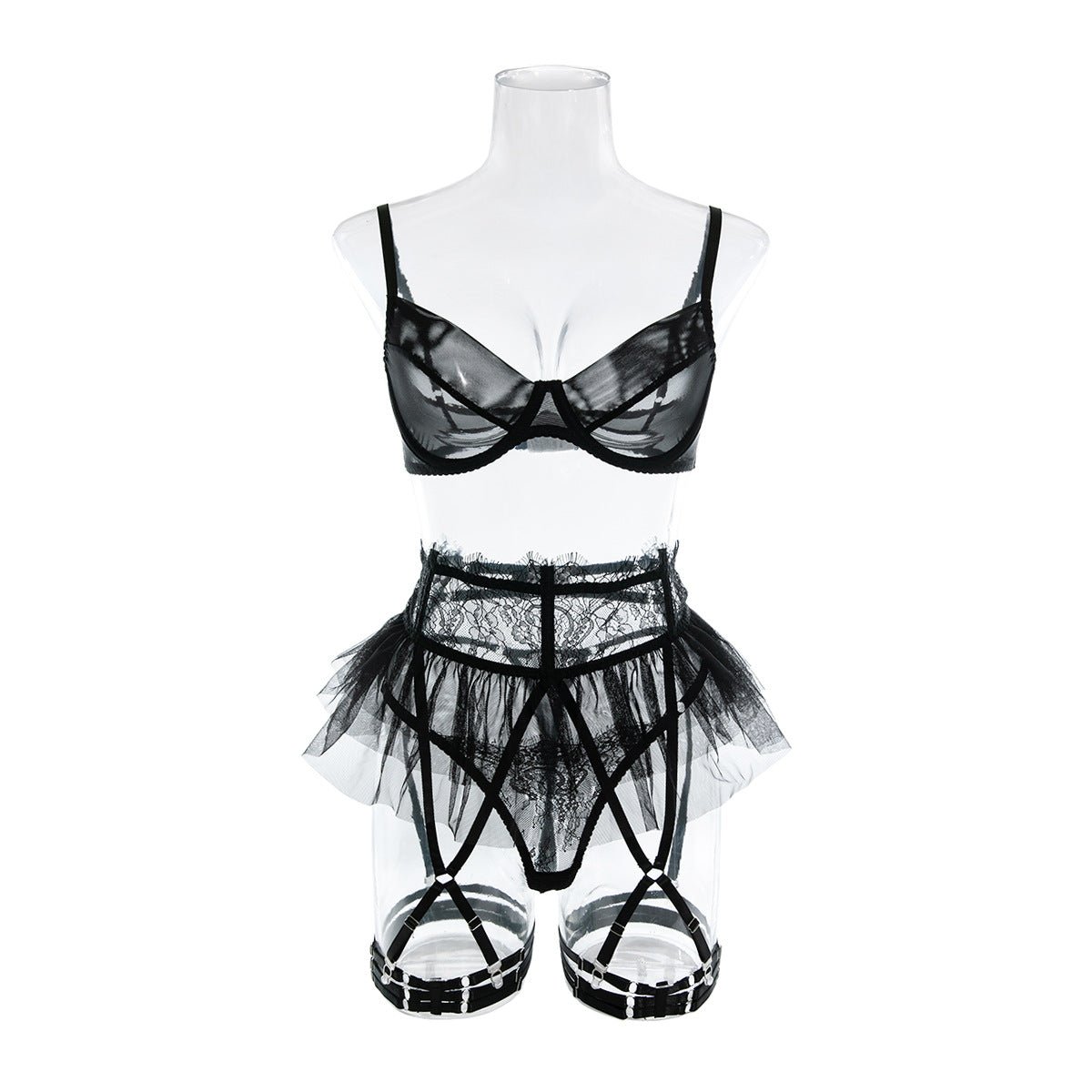 Women tutu see - through black tulle Sexy lingerie set - BamBam