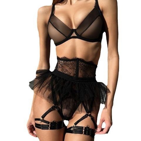 Women tutu see - through black tulle Sexy lingerie set - BamBam