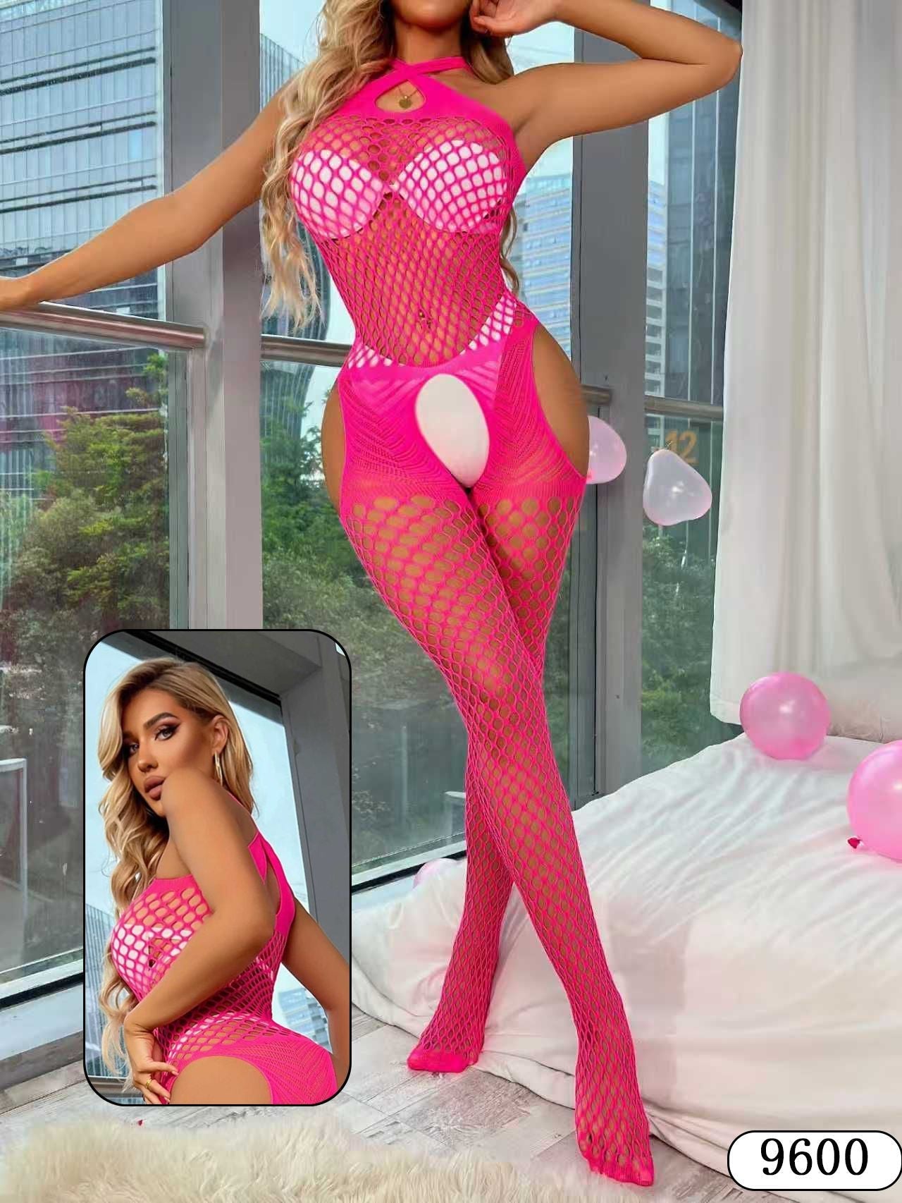 Women's Christmas Sexy Lingerie Plus Size Seductive Open - Crotch See - Through Mesh bBodystockings - BamBam