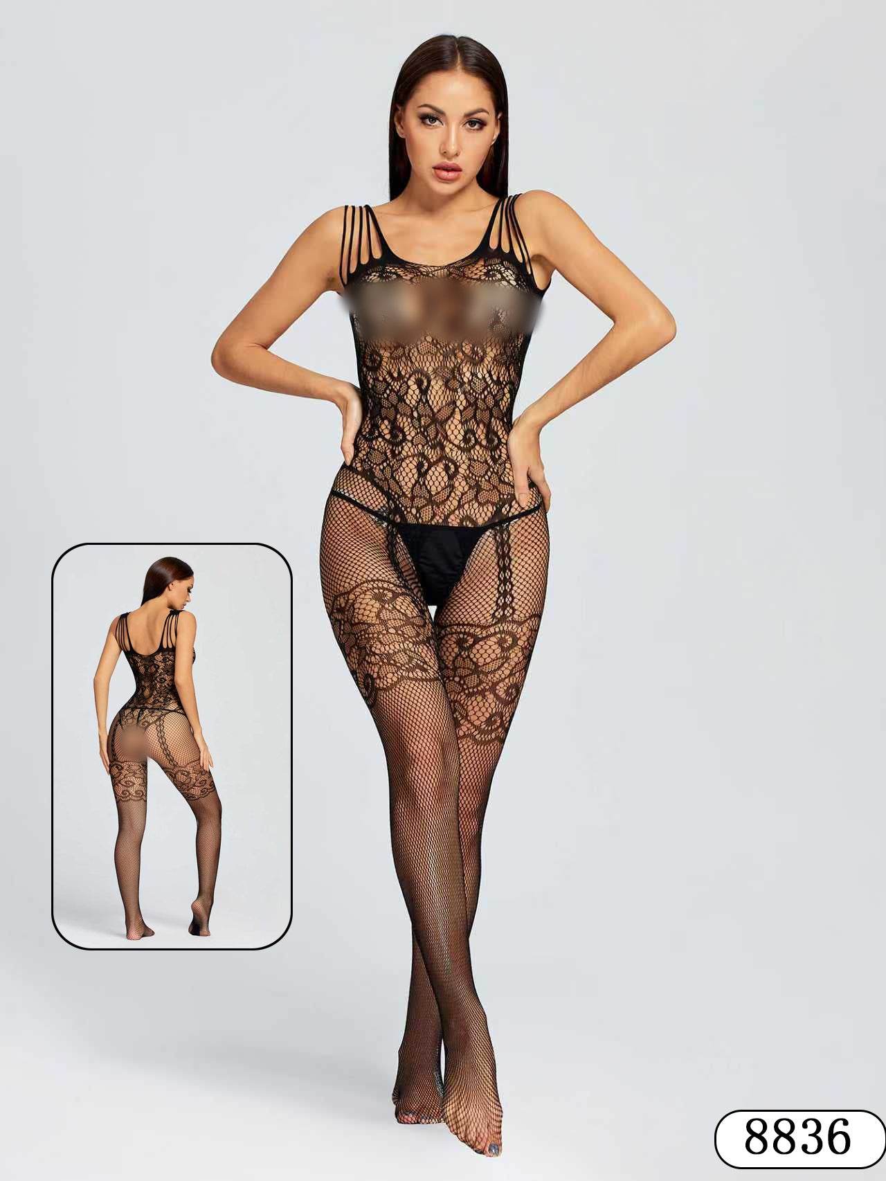 Women's Christmas Sexy Lingerie Plus Size Seductive Open - Crotch See - Through Mesh bBodystockings - BamBam