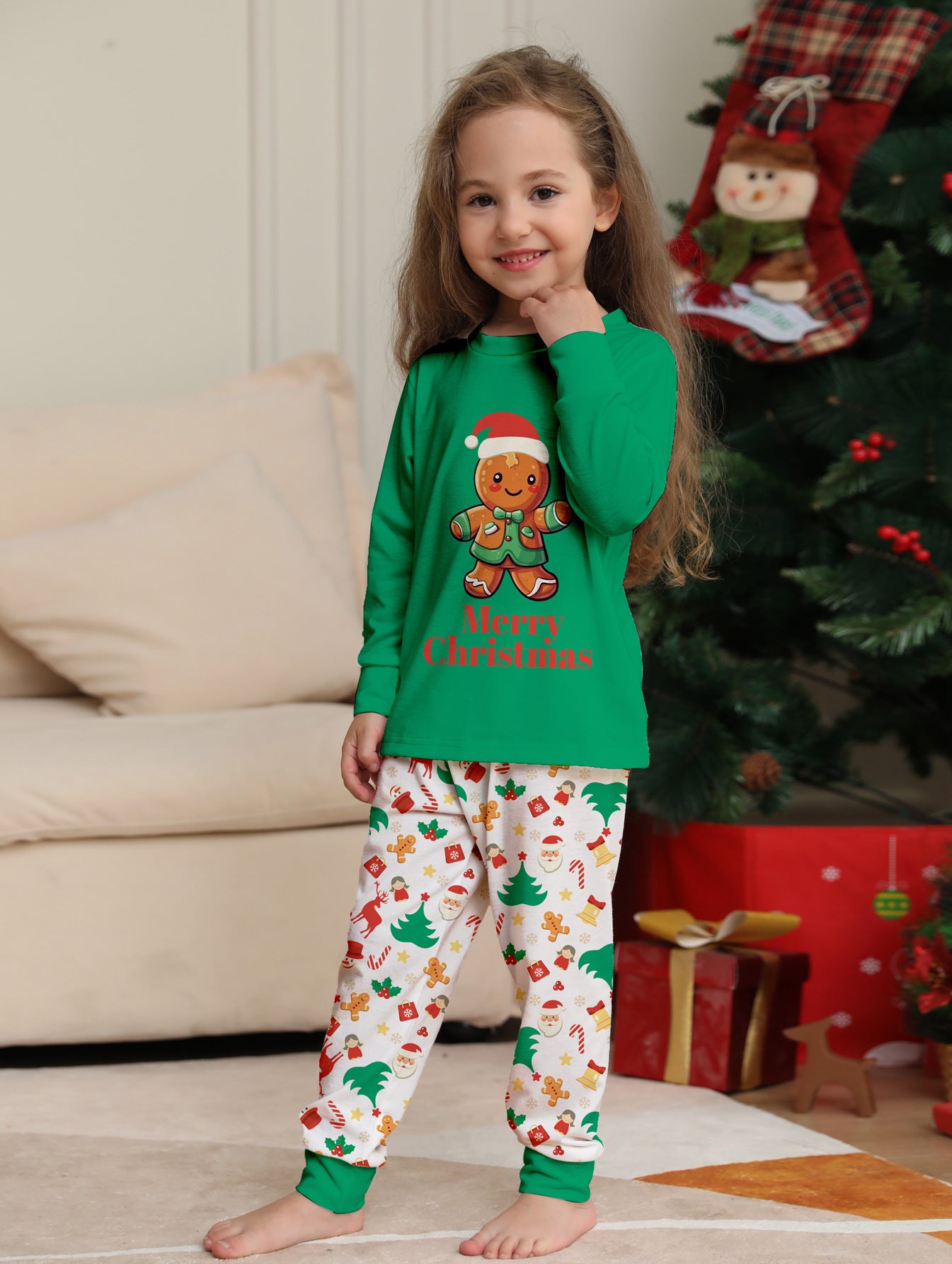 BamBam Christmas Cartoon Printed Parent-Child Family Pajamas Set - BamBam