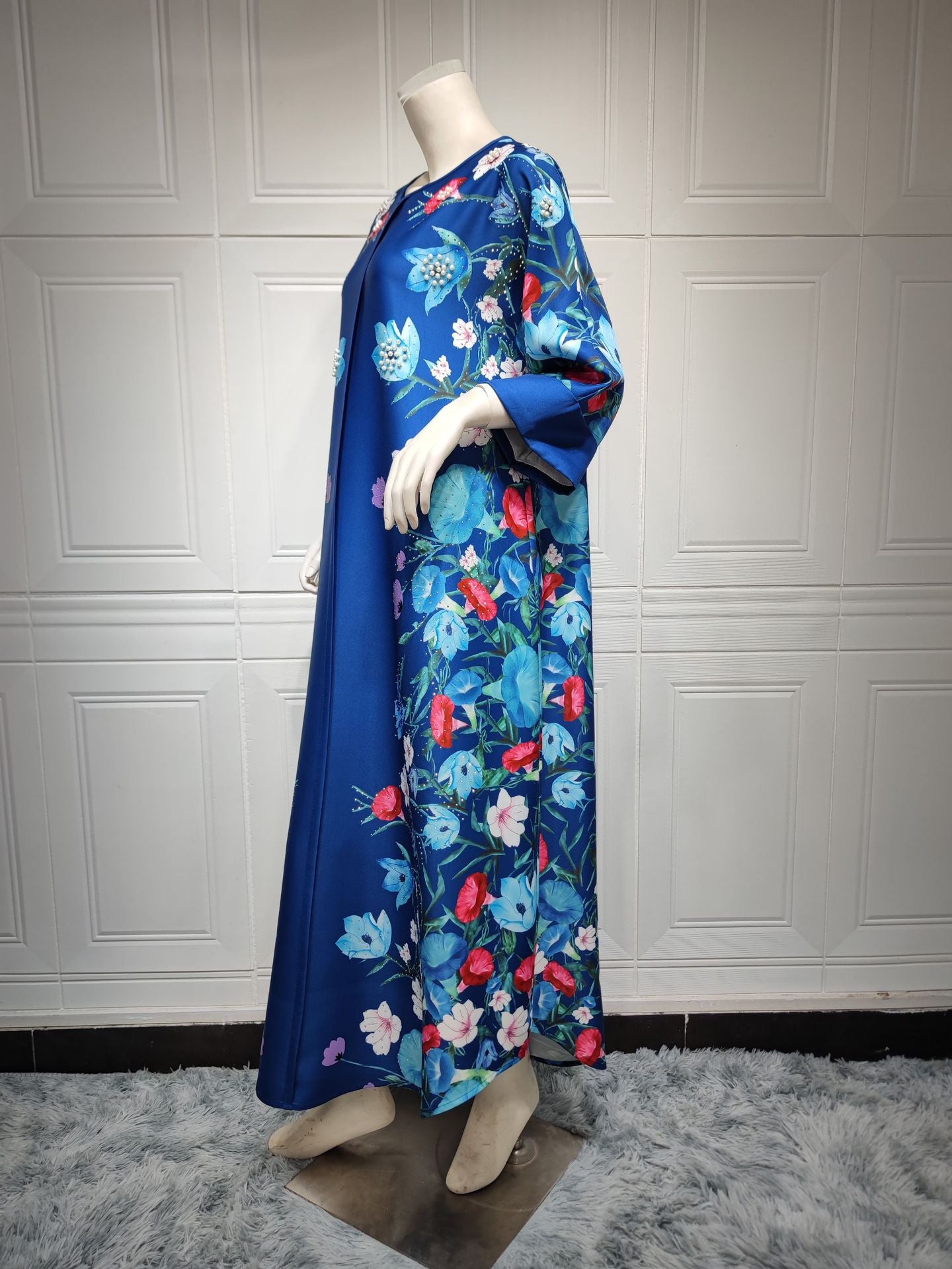 BamBam Muslim Robe Fashion Luxury Diamond Positioning Print Arabian Ladies Dress - BamBam