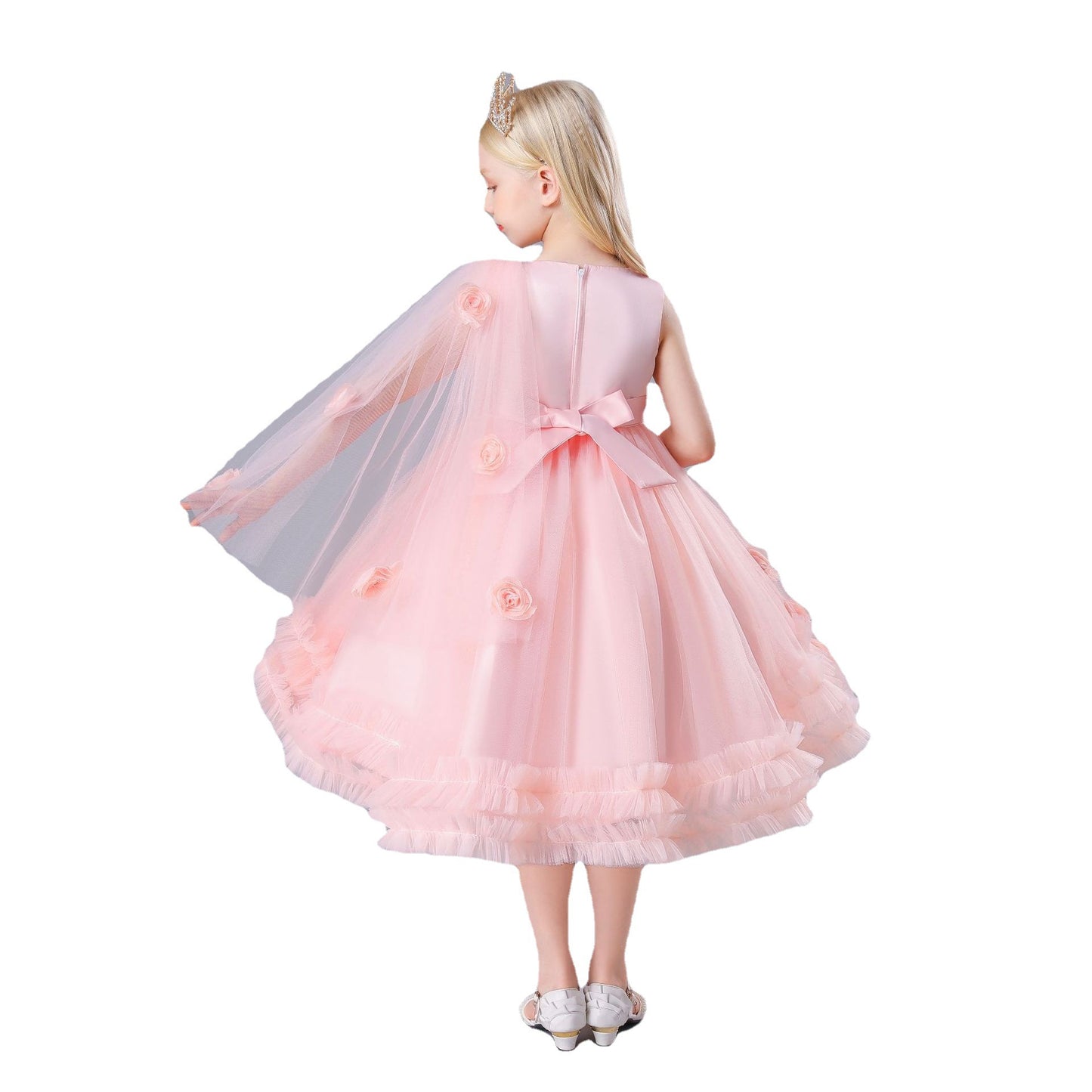 BamBam Summer Girls Evening Dress Children's Clothing Trendy Princess Dress Performance Dress Fluffy Rose Dress - BamBam