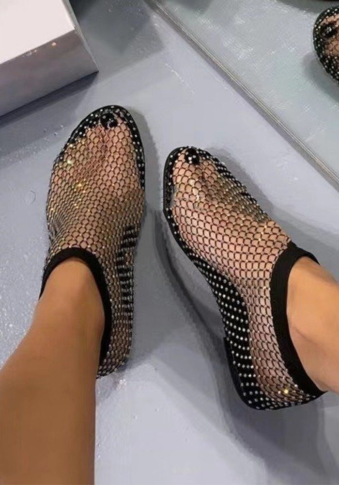 Plus Size Women Summer Round Hollow Diamond Crocs Summer Flat Shoes