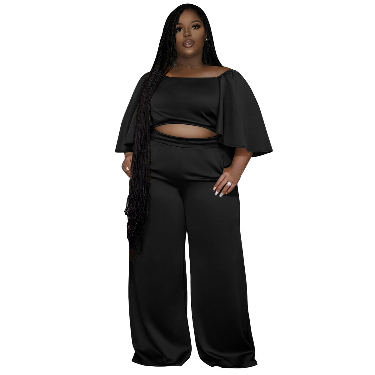 BamBam Plus Size Women Summer Short Sleeve Top and Pants Casual Two-Piece Set - BamBam