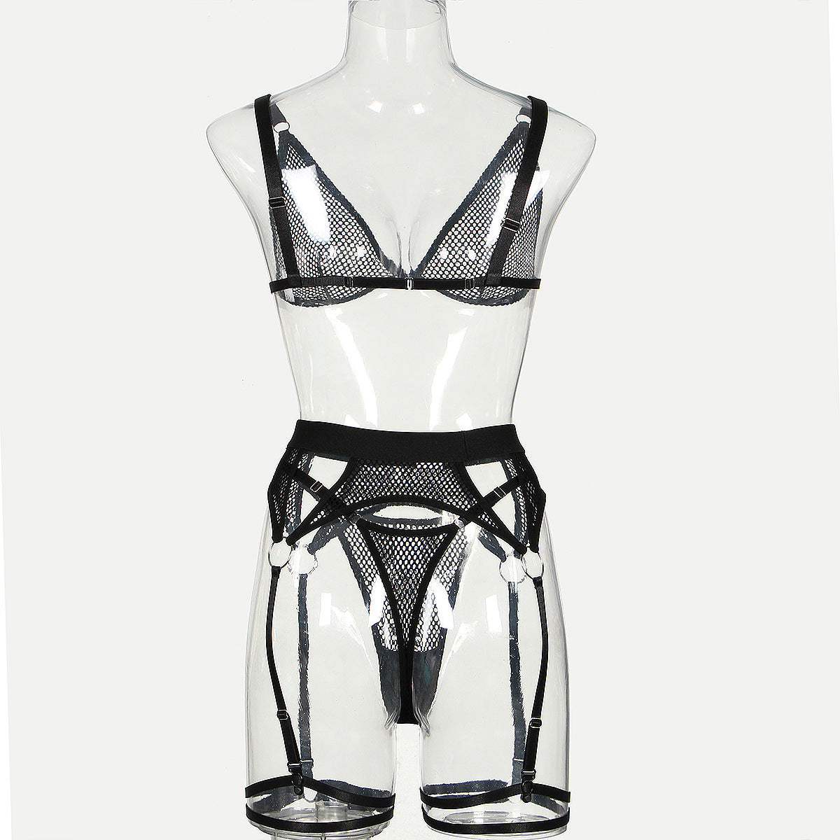 BamBam Women Bra Fishnet Temptation Hollow Sexy Lingerie Set - BamBam