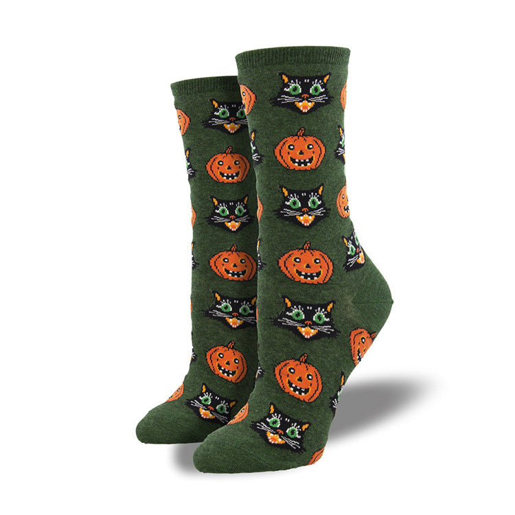 BamBam Halloween Creative Funny Pumpkin Jacquard Trendy Socks For Men And Women Mid-Calf Socks - BamBam