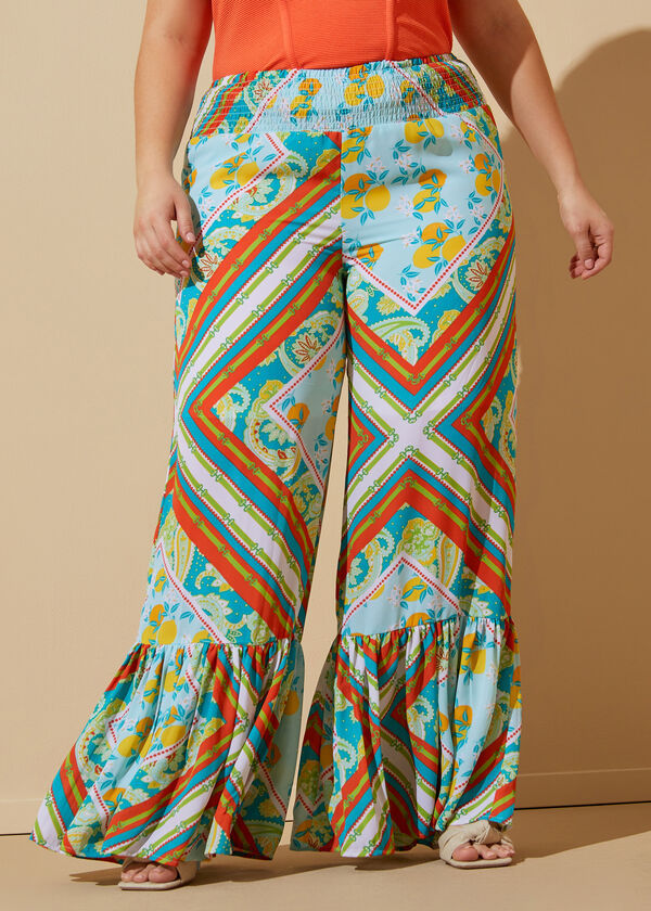 BamBam Plus Size Summer Print Wide Leg Pants - BamBam