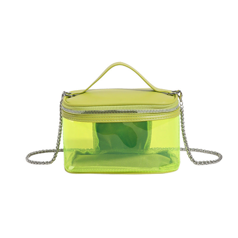 BamBam Women summer transparent jelly bag portable shoulder Messenger cosmetic bag wash bag - BamBam