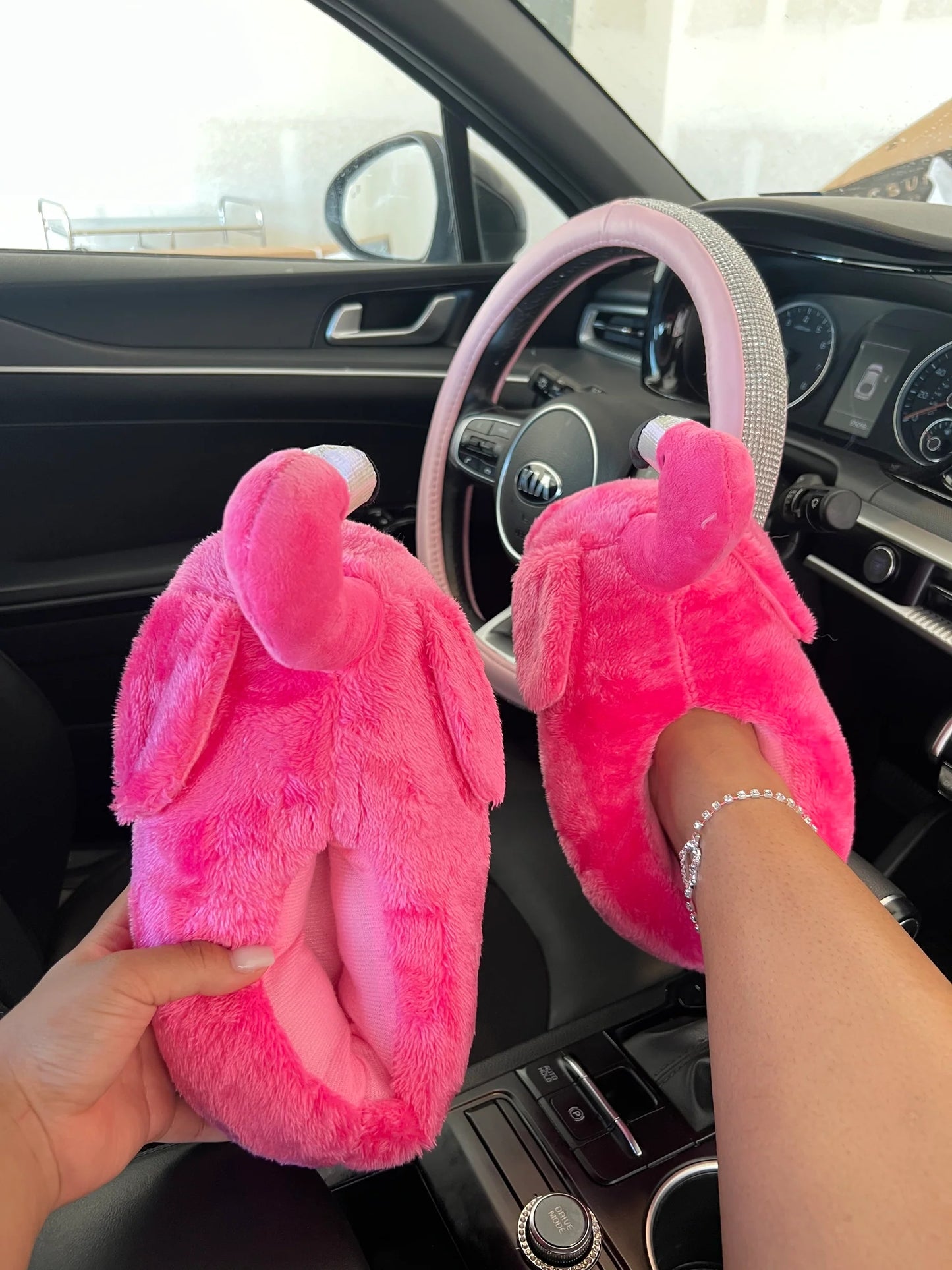 BamBam Flamingo Couple Cotton Shoes Home Warm Toe-Toe Fur Slippers - BamBam