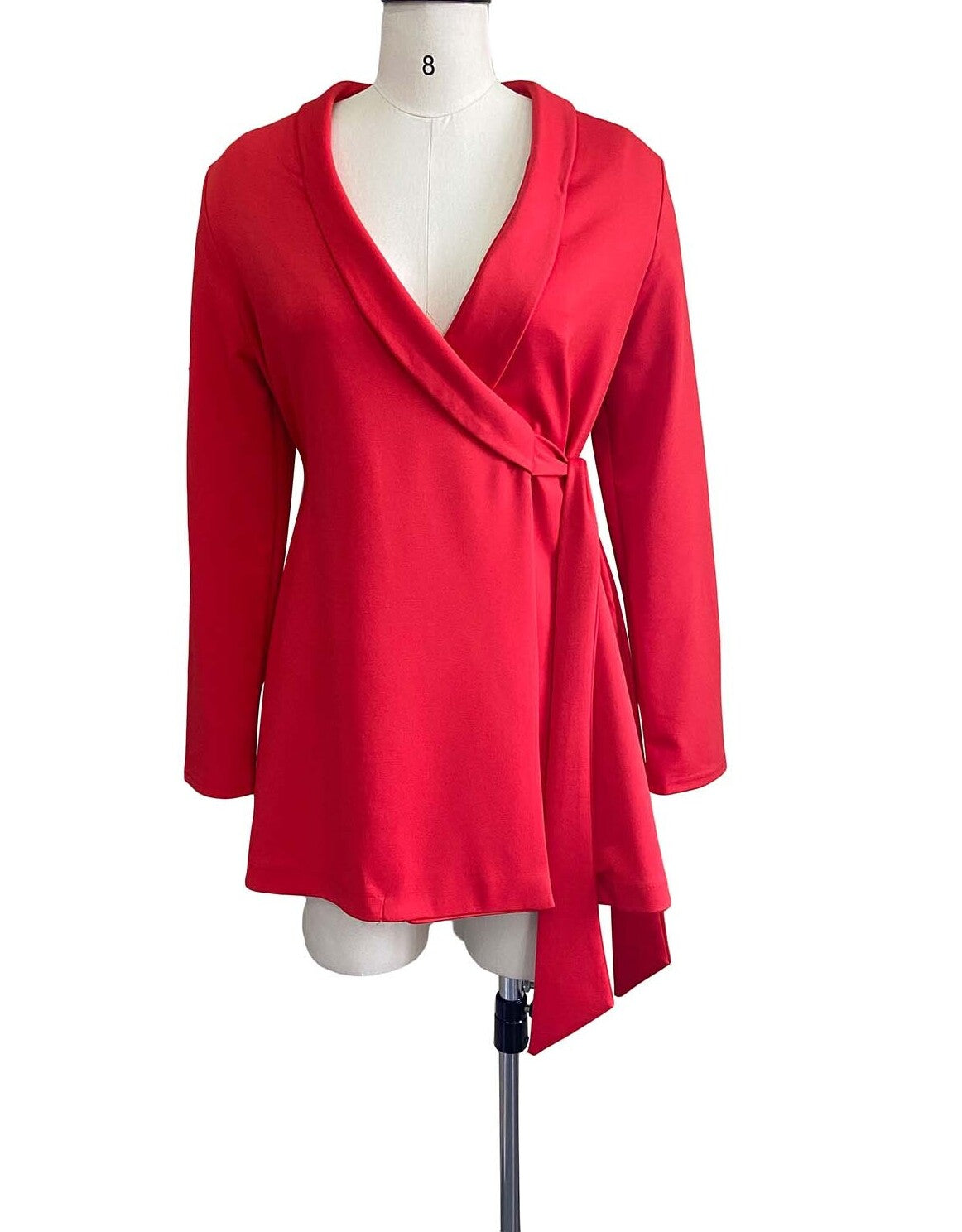BamBam Fall Professional Red Long Sleeve Knotted Blazer Dress - BamBam Clothing
