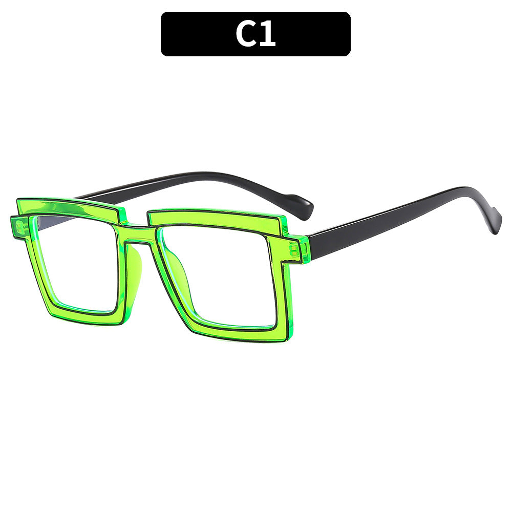 BamBam Simple large frame anti-blue light flat mirror glasses - BamBam