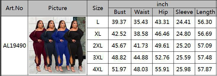 BamBam Fall Winter Plus Size Women's Sexy Fashion Solid Color Zipper Off Shoulder Jumpsuit - BamBam Clothing