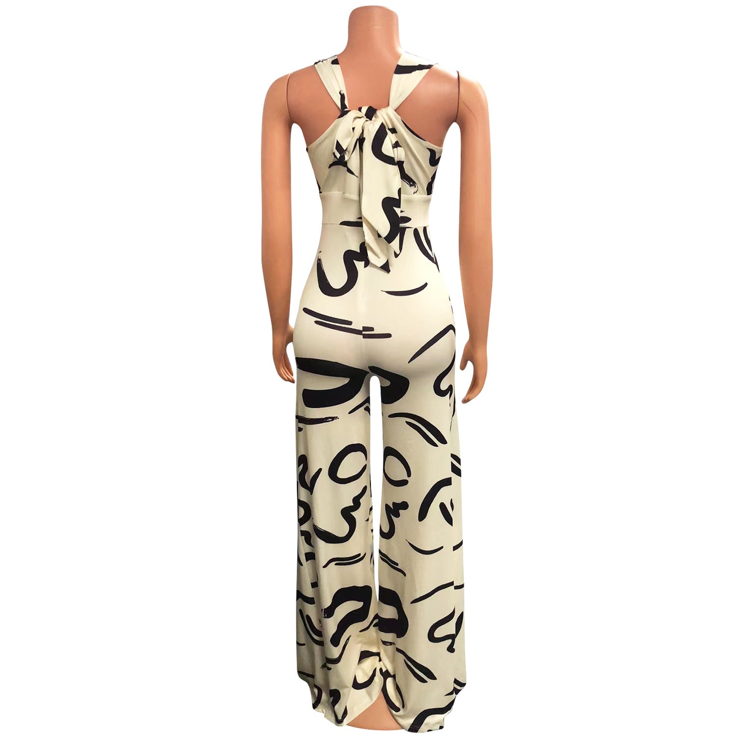 BamBam Women Sexy V-Neck Printed Sleeveless Jumpsuit - BamBam Clothing