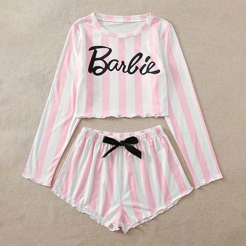 BamBam Women Casual Stripe Pajama Two Piece Set - BamBam