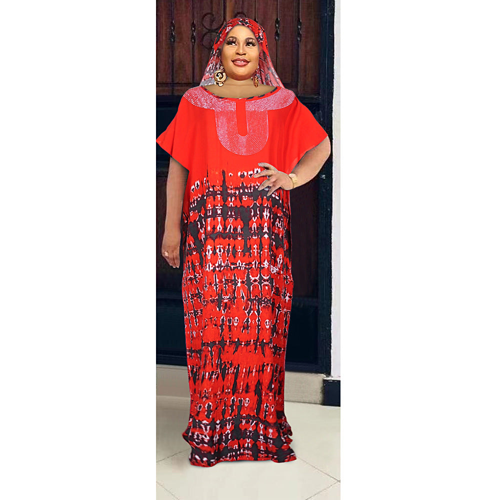 BamBam Muslim Plus Size African Women Dress with Hijab - BamBam