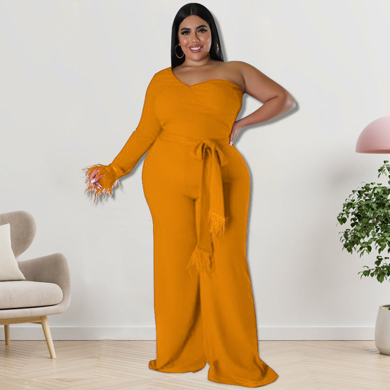 BamBam Plus Size Women's Asymmetrical One Shoulder Jumpsuit - BamBam Clothing