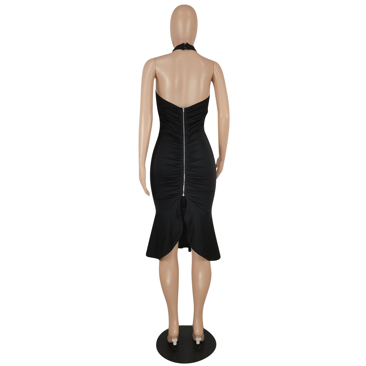 BamBam Ladies Fashion Sexy Slim Low Back Sleeveless Solid Color Dress - BamBam Clothing