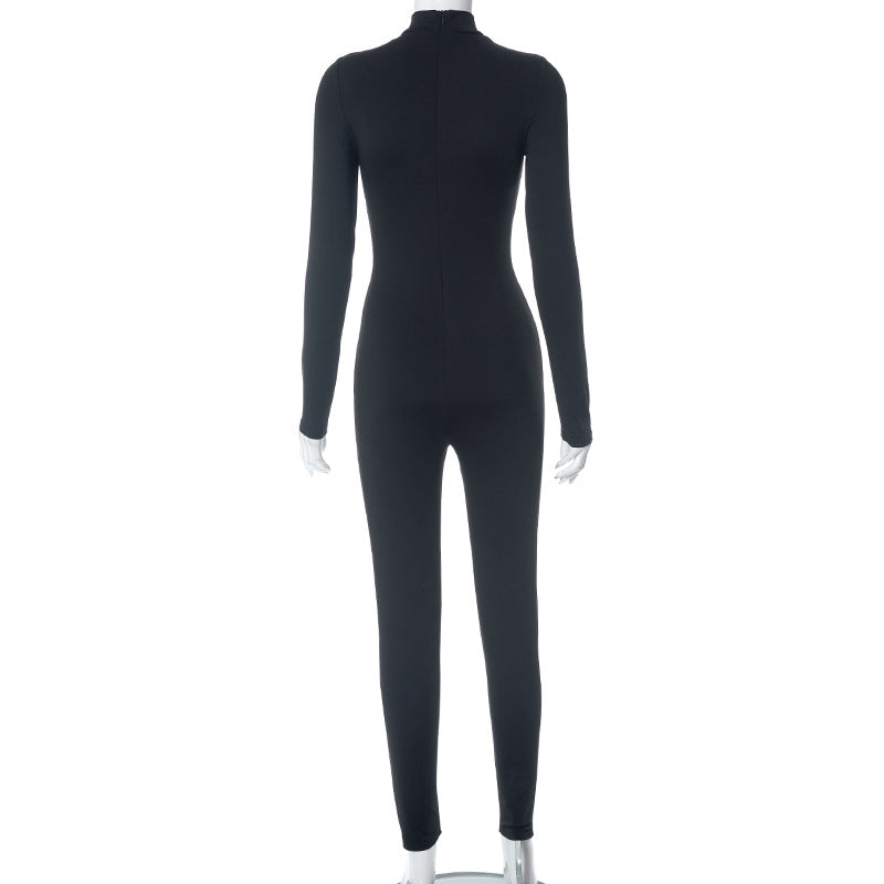 BamBam Autumn And Winter Women's Sexy Hollow Long-Sleeved Slim-Fitting Jumpsuit - BamBam Clothing