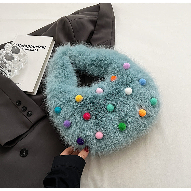 BamBam Colorful Autumn And Winter Fur Plush Handbags - BamBam