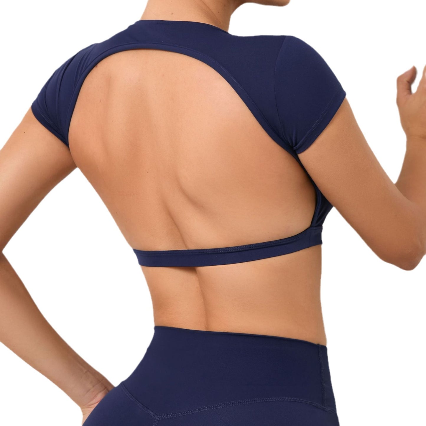 BamBam Women yoga backless quick-drying sports outdoor running with chest pad fitness T-shirt - BamBam