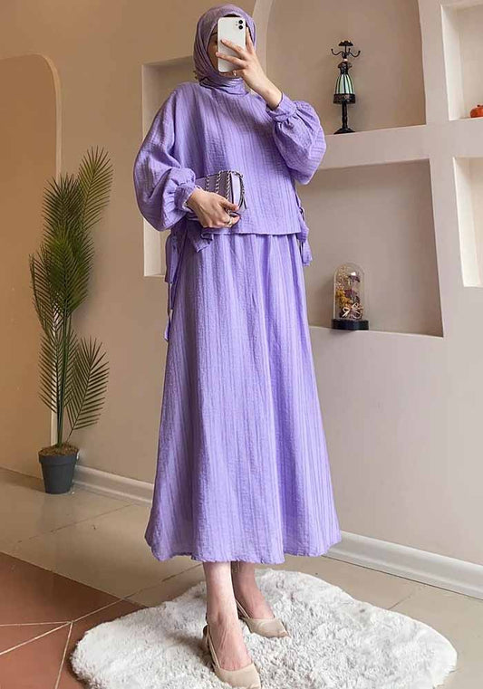 Women Muslim Arabic long-sleeved shirt and skirt two-piece set