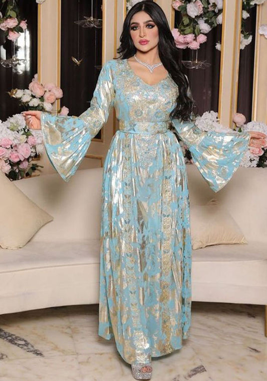 Women Embroidered Sequined Kaftan Robe